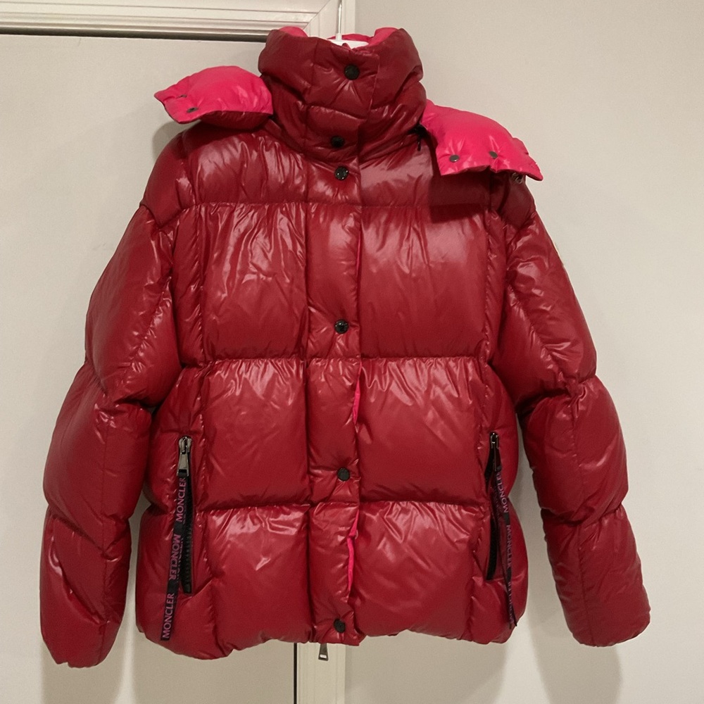 MONCLER Parana Down Puffer Coat Retail $1995 Burgundy Size 0 US XS